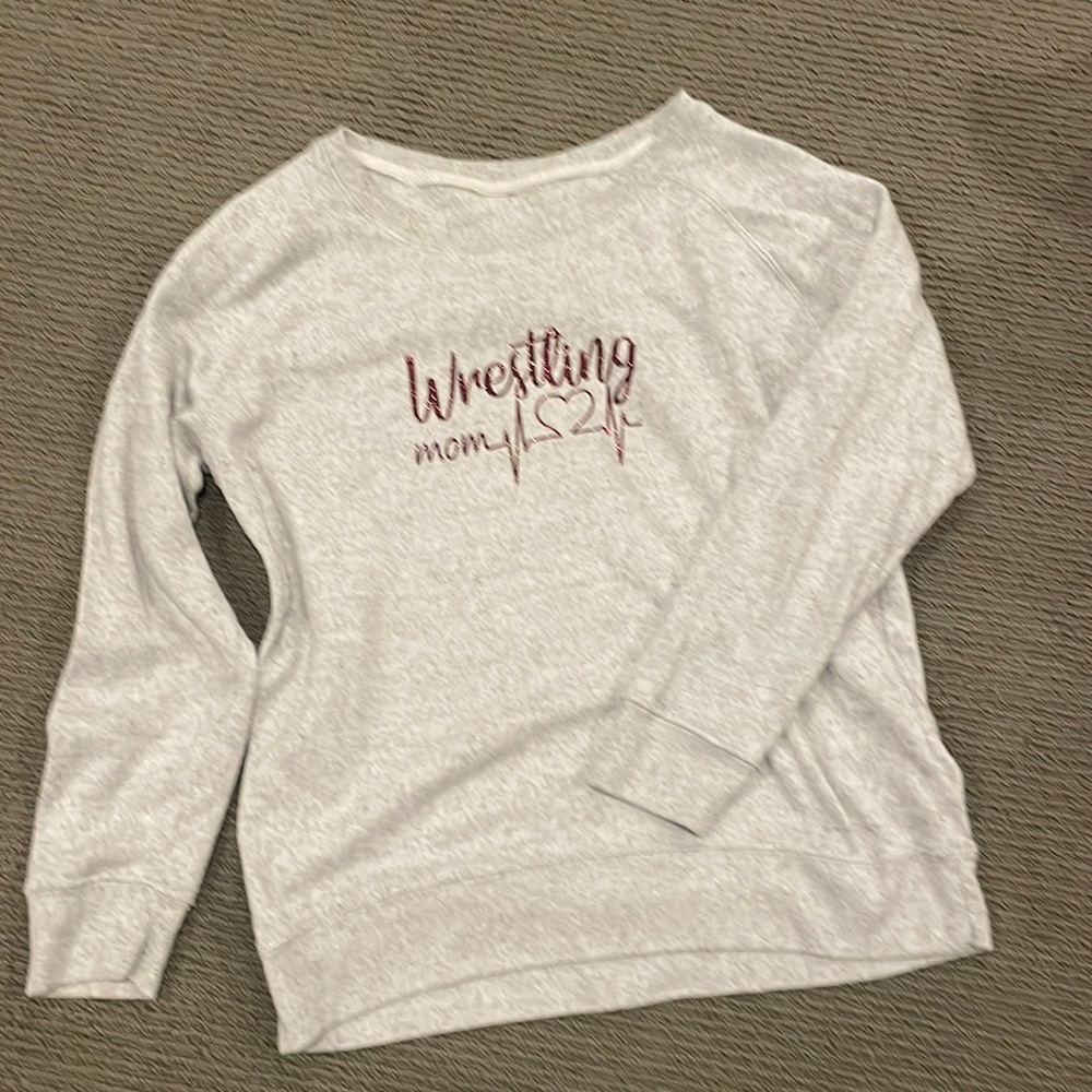 Wrestling Mom grey and maroon sweatshirt